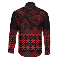 Red Taniko Kowhaiwhai Tukutuku Motif Family Matching Short Sleeve Bodycon Dress and Hawaiian Shirt LT9 - Polynesian Pride
