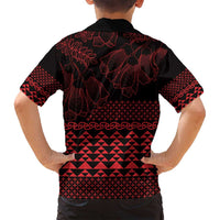 Red Taniko Kowhaiwhai Tukutuku Motif Family Matching Summer Maxi Dress and Hawaiian Shirt LT9 - Polynesian Pride