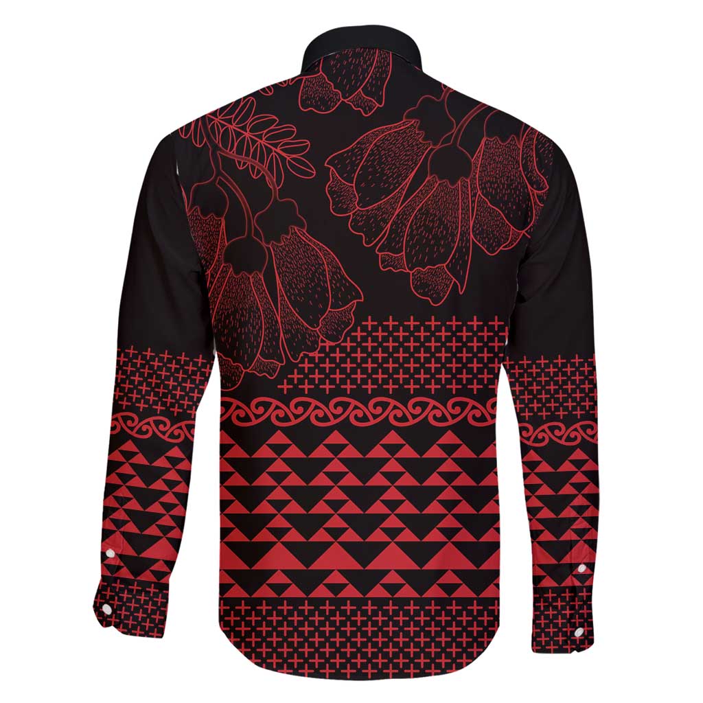 Red Taniko Kowhaiwhai Tukutuku Motif Family Matching Tank Maxi Dress and Hawaiian Shirt LT9 - Polynesian Pride