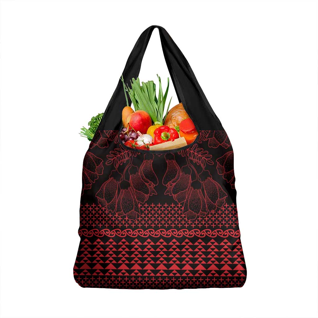 Red Taniko Kowhaiwhai Tukutuku Motif Grocery Bag LT9 1-pack One Size Red - Polynesian Pride