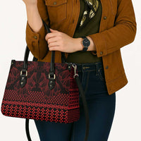 Red Taniko Kowhaiwhai Tukutuku Motif Leather Bag - Polynesian Pride