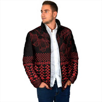Red Taniko Kowhaiwhai Tukutuku Motif Padded Jacket LT9 - Polynesian Pride