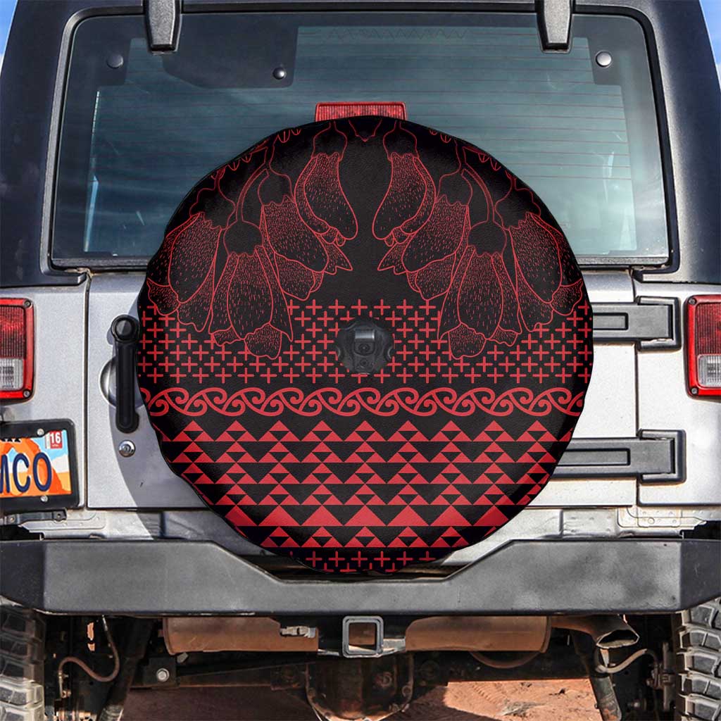 Red Taniko Kowhaiwhai Tukutuku Motif Spare Tire Cover LT9 Red - Polynesian Pride