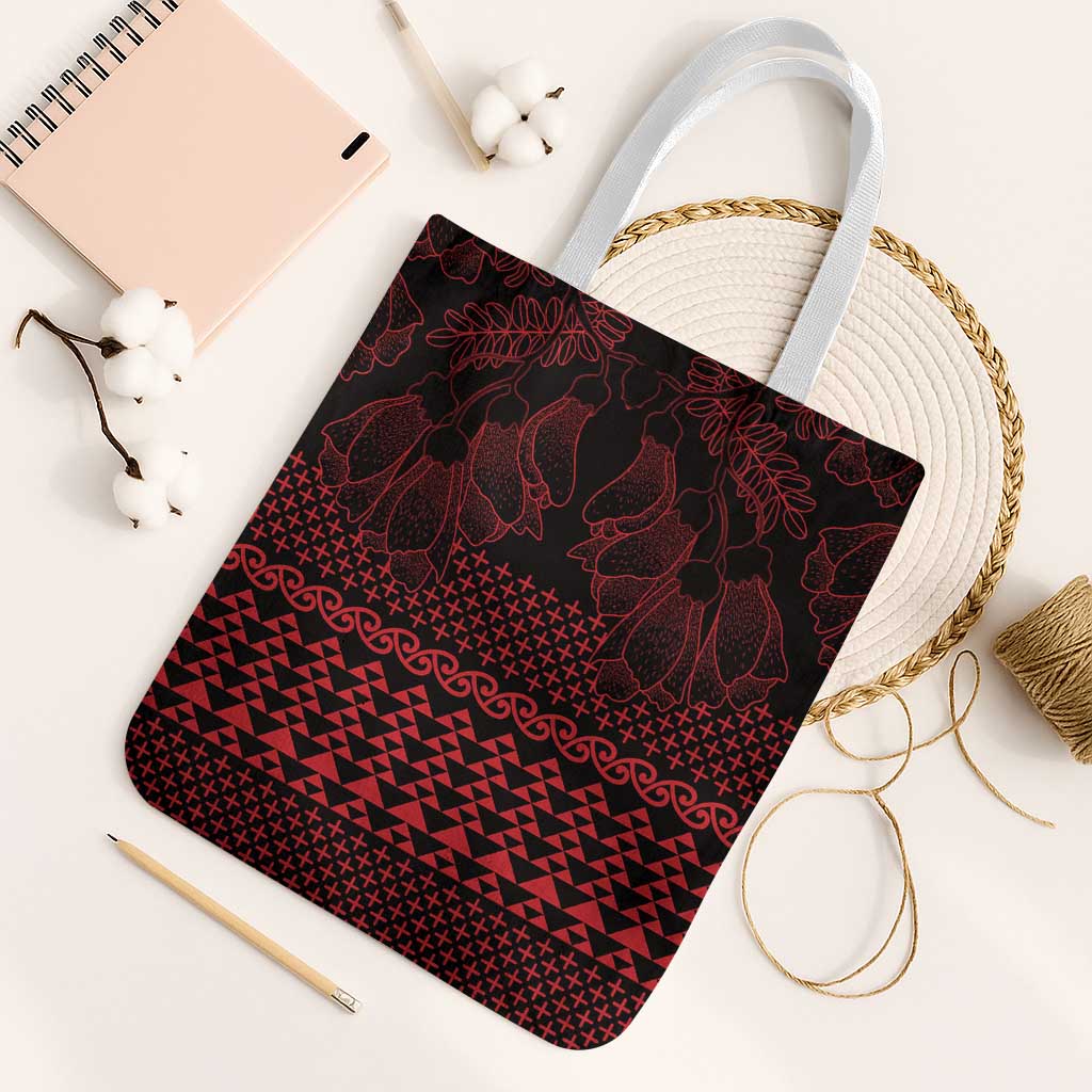 Red Taniko Kowhaiwhai Tukutuku Motif Tote Bag - Polynesian Pride
