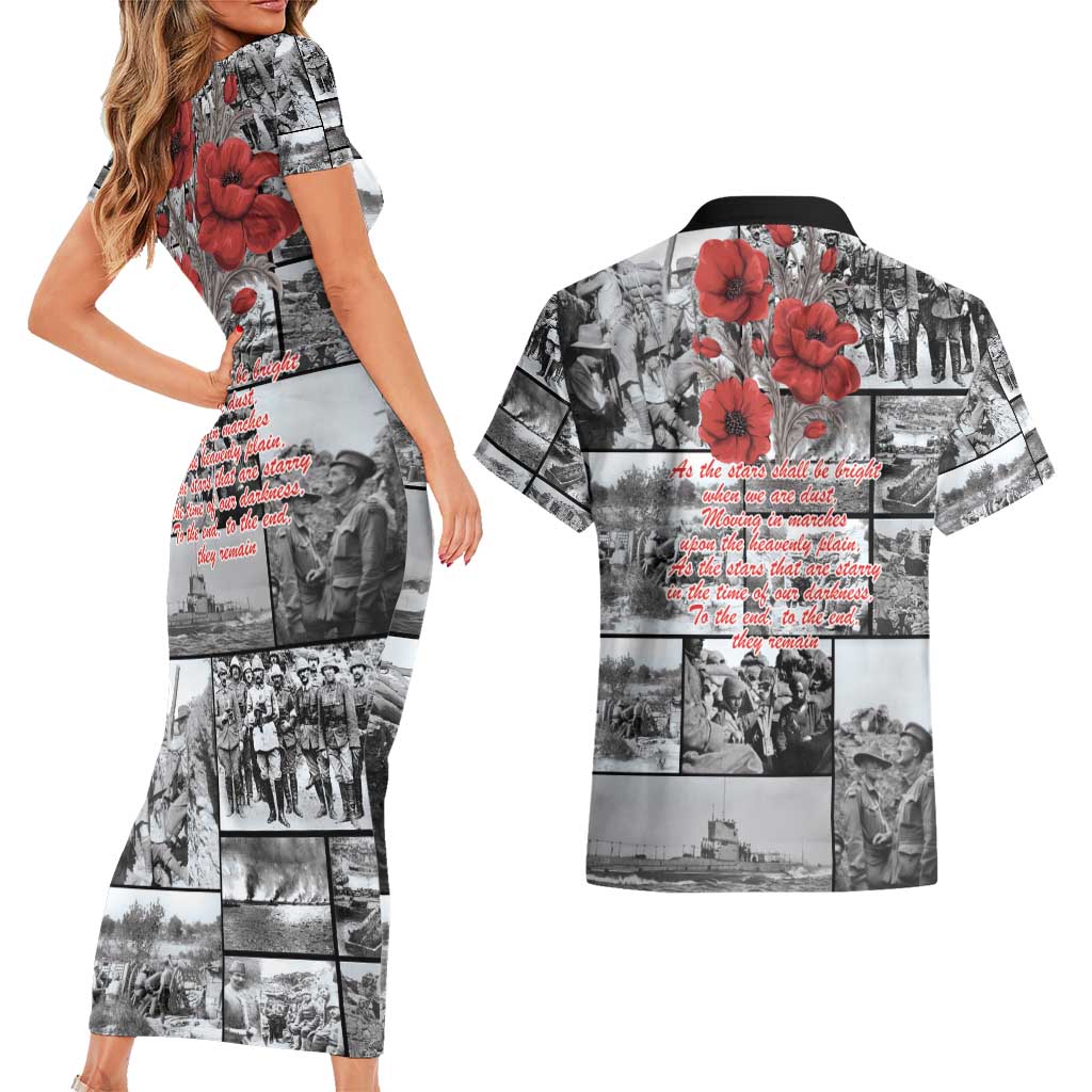 ANZAC Day Gallipoli Campaign Couples Matching Short Sleeve Bodycon Dress and Hawaiian Shirt To The End They Remain LT9 - Polynesian Pride