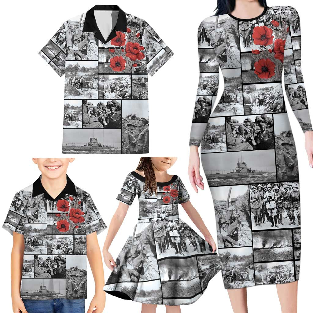 ANZAC Day Gallipoli Campaign Family Matching Long Sleeve Bodycon Dress and Hawaiian Shirt To The End They Remain LT9 - Polynesian Pride