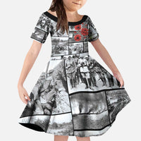 ANZAC Day Gallipoli Campaign Family Matching Off The Shoulder Long Sleeve Dress and Hawaiian Shirt To The End They Remain LT9 Daughter's Dress Black - Polynesian Pride