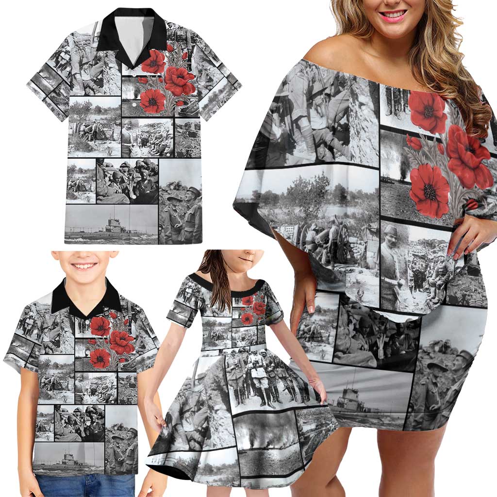 ANZAC Day Gallipoli Campaign Family Matching Off Shoulder Short Dress and Hawaiian Shirt To The End They Remain LT9 - Polynesian Pride