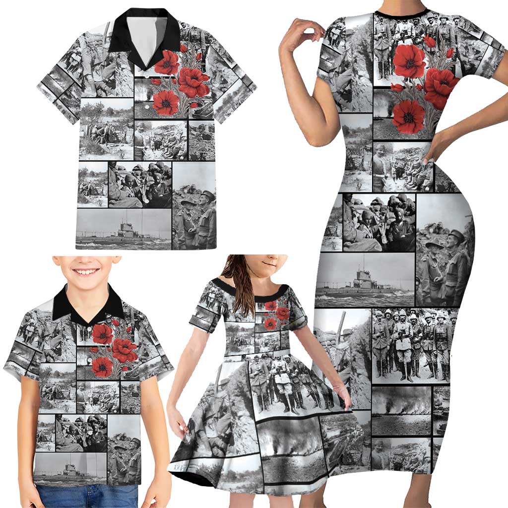 ANZAC Day Gallipoli Campaign Family Matching Short Sleeve Bodycon Dress and Hawaiian Shirt To The End They Remain LT9 - Polynesian Pride