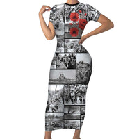ANZAC Day Gallipoli Campaign Family Matching Short Sleeve Bodycon Dress and Hawaiian Shirt To The End They Remain LT9 Mom's Dress Black - Polynesian Pride