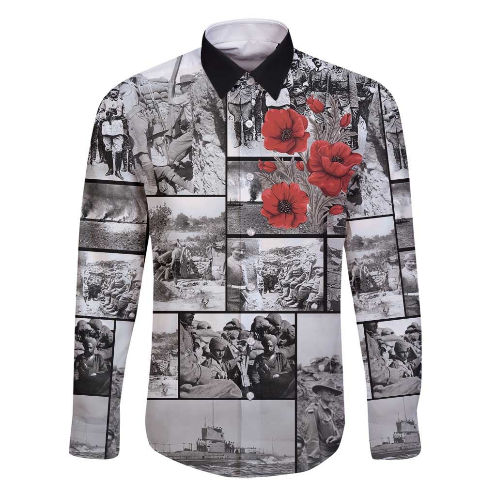 ANZAC Day Gallipoli Campaign Family Matching Summer Maxi Dress and Hawaiian Shirt To The End They Remain LT9 Dad's Shirt - Long Sleeve Black - Polynesian Pride