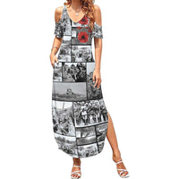 ANZAC Day Gallipoli Campaign Family Matching Summer Maxi Dress and Hawaiian Shirt To The End They Remain LT9 Mom's Dress Black - Polynesian Pride