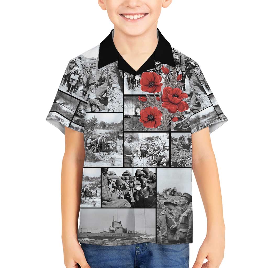 ANZAC Day Gallipoli Campaign Family Matching Summer Maxi Dress and Hawaiian Shirt To The End They Remain LT9 Son's Shirt Black - Polynesian Pride