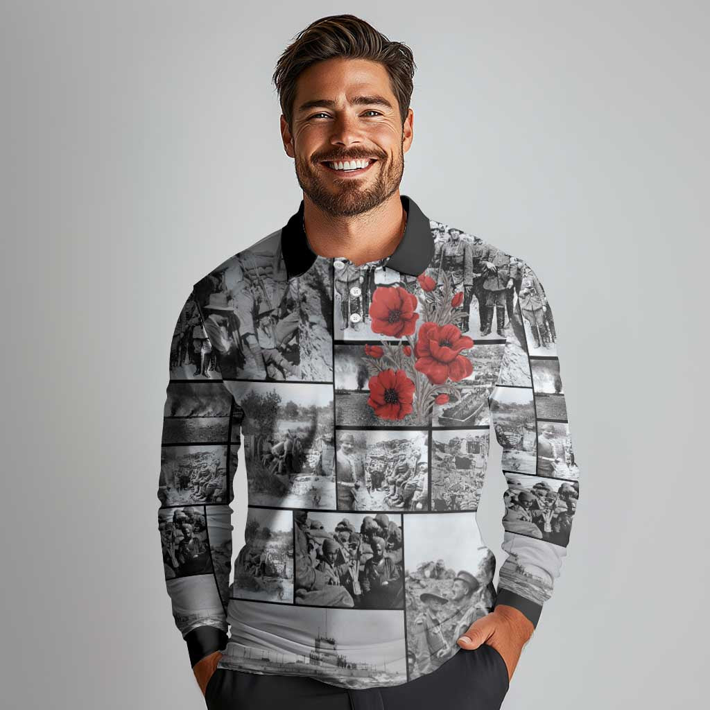 ANZAC Day Gallipoli Campaign Long Sleeve Polo Shirt To The End They Remain