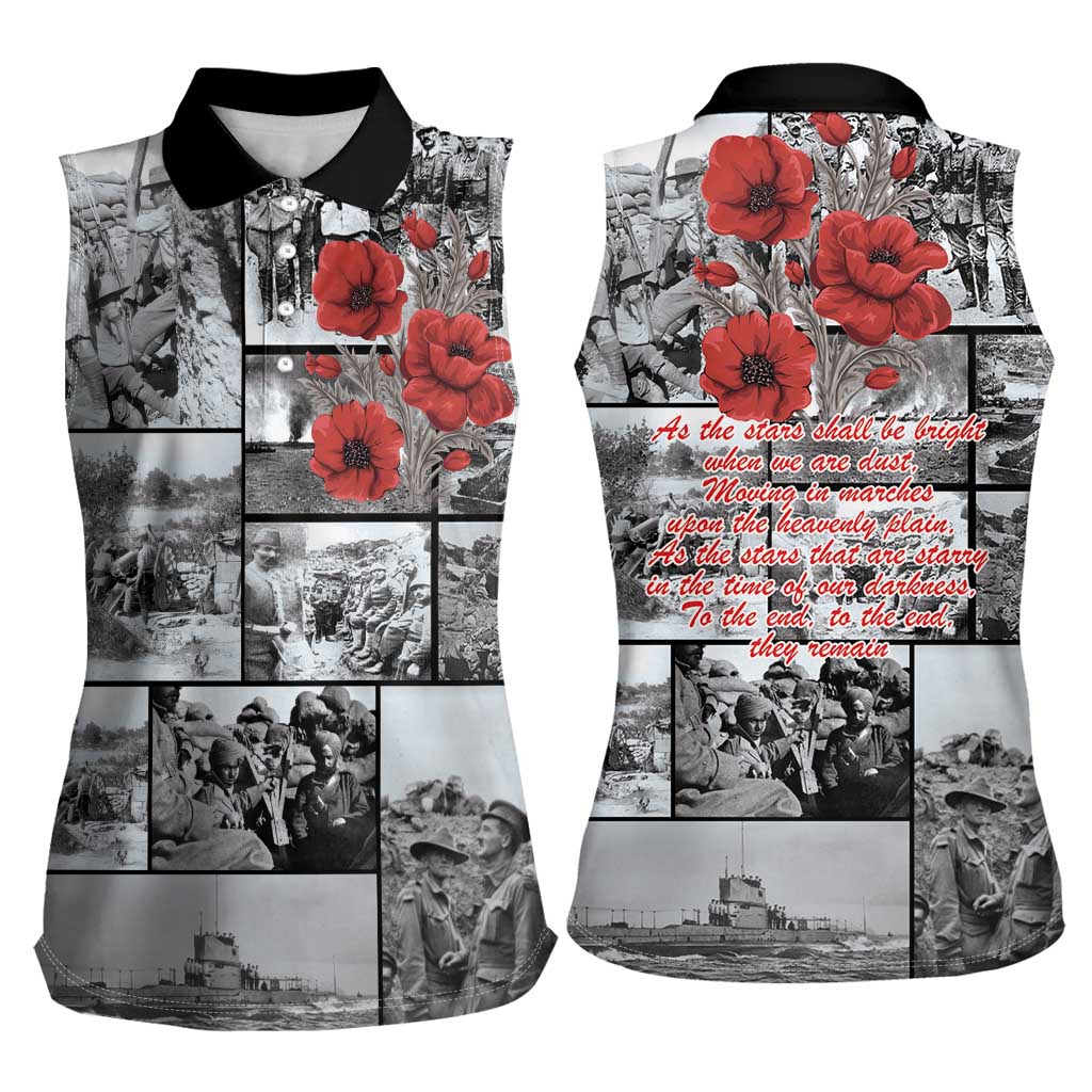 ANZAC Day Gallipoli Campaign Women Sleeveless Polo Shirt To The End They Remain