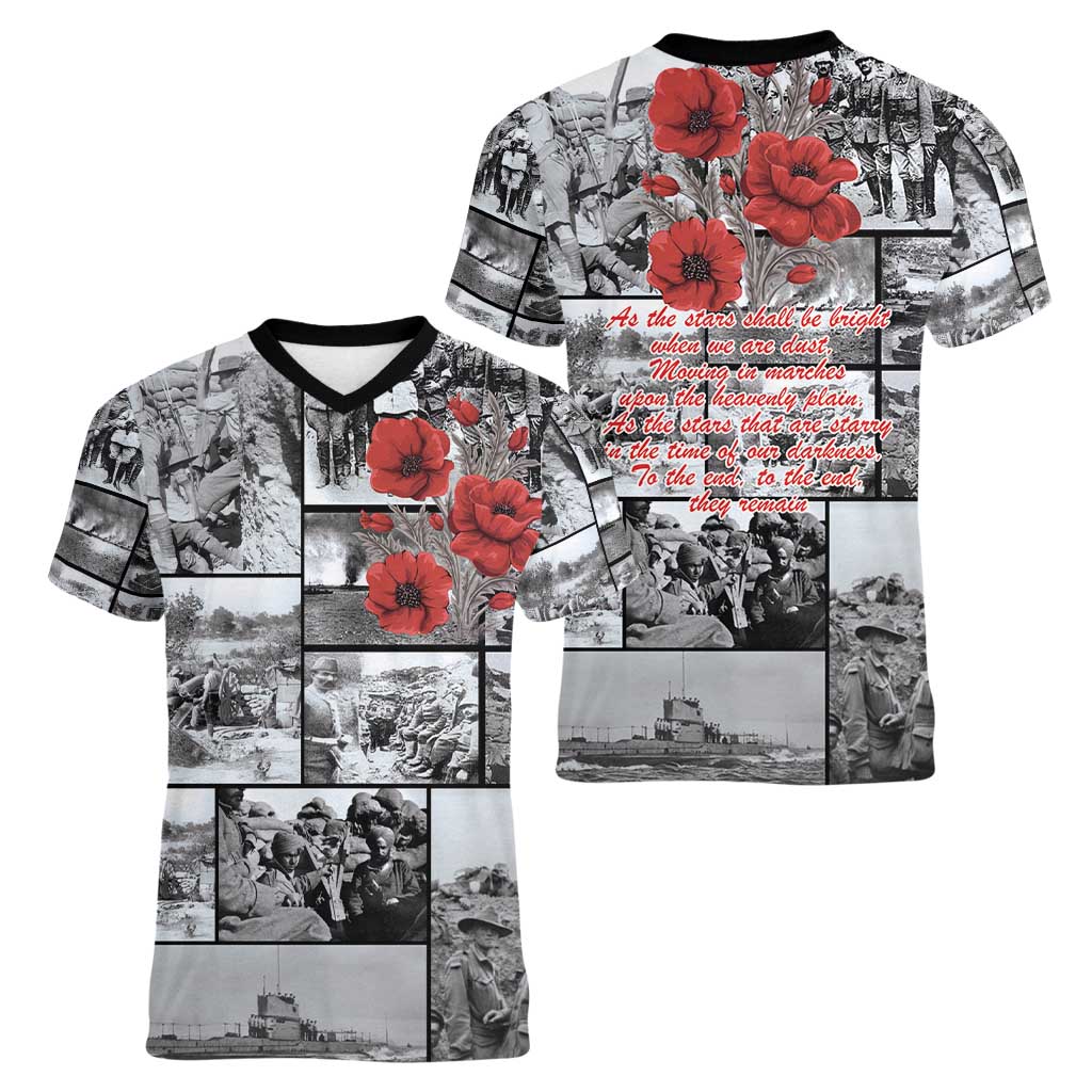 ANZAC Day Gallipoli Campaign Women V-Neck T-Shirt To The End They Remain