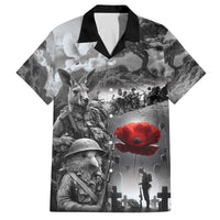 Black ANZAC Day The Battle of Lone Pine Family Matching Off The Shoulder Long Sleeve Dress and Hawaiian Shirt Kiwi-Kangaroo Soldier Lest We Forget LT9 Dad's Shirt - Short Sleeve Black - Polynesian Pride