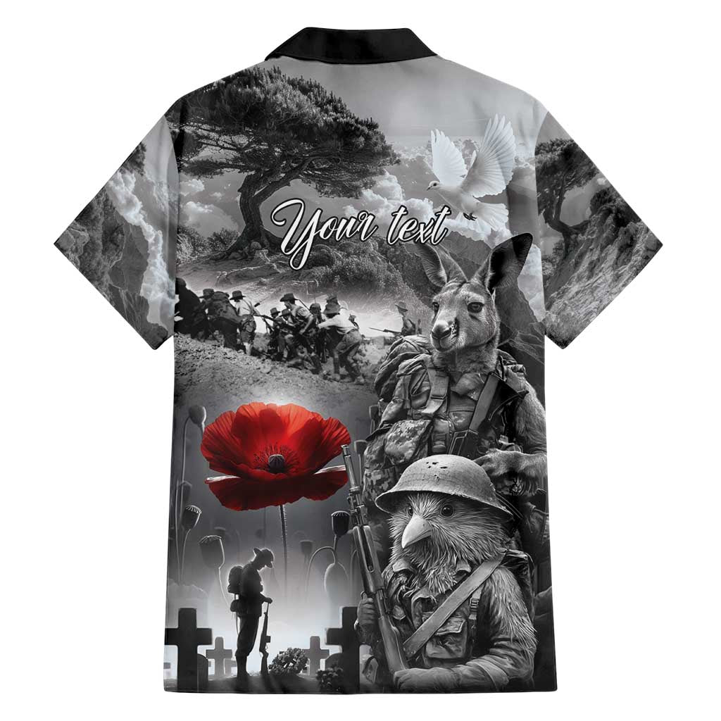 Black ANZAC Day The Battle of Lone Pine Family Matching Short Sleeve Bodycon Dress and Hawaiian Shirt Kiwi-Kangaroo Soldier Lest We Forget LT9 - Polynesian Pride