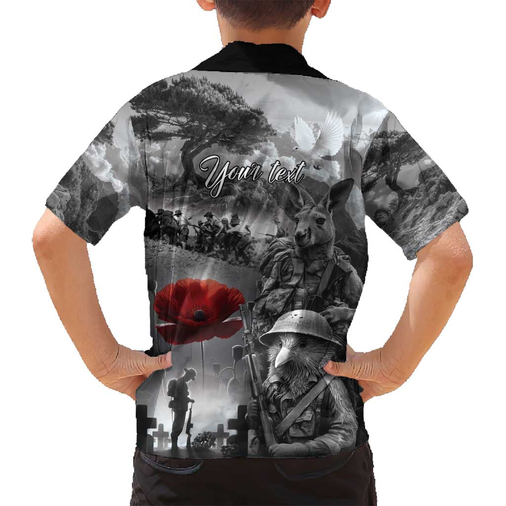 Black ANZAC Day The Battle of Lone Pine Family Matching Summer Maxi Dress and Hawaiian Shirt Kiwi-Kangaroo Soldier Lest We Forget LT9 - Polynesian Pride
