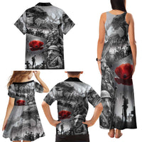 Black ANZAC Day The Battle of Lone Pine Family Matching Tank Maxi Dress and Hawaiian Shirt Kiwi-Kangaroo Soldier Lest We Forget LT9 - Polynesian Pride