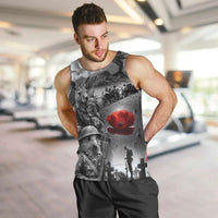 Black ANZAC Day The Battle of Lone Pine Men Tank Top Kiwi-Kangaroo Soldier Lest We Forget