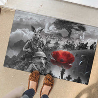 Black ANZAC Day The Battle of Lone Pine Rubber Doormat Kiwi-Kangaroo Soldier Lest We Forget