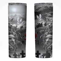 Black ANZAC Day The Battle of Lone Pine Skinny Tumbler Kiwi-Kangaroo Soldier Lest We Forget LT9 Black - Polynesian Pride