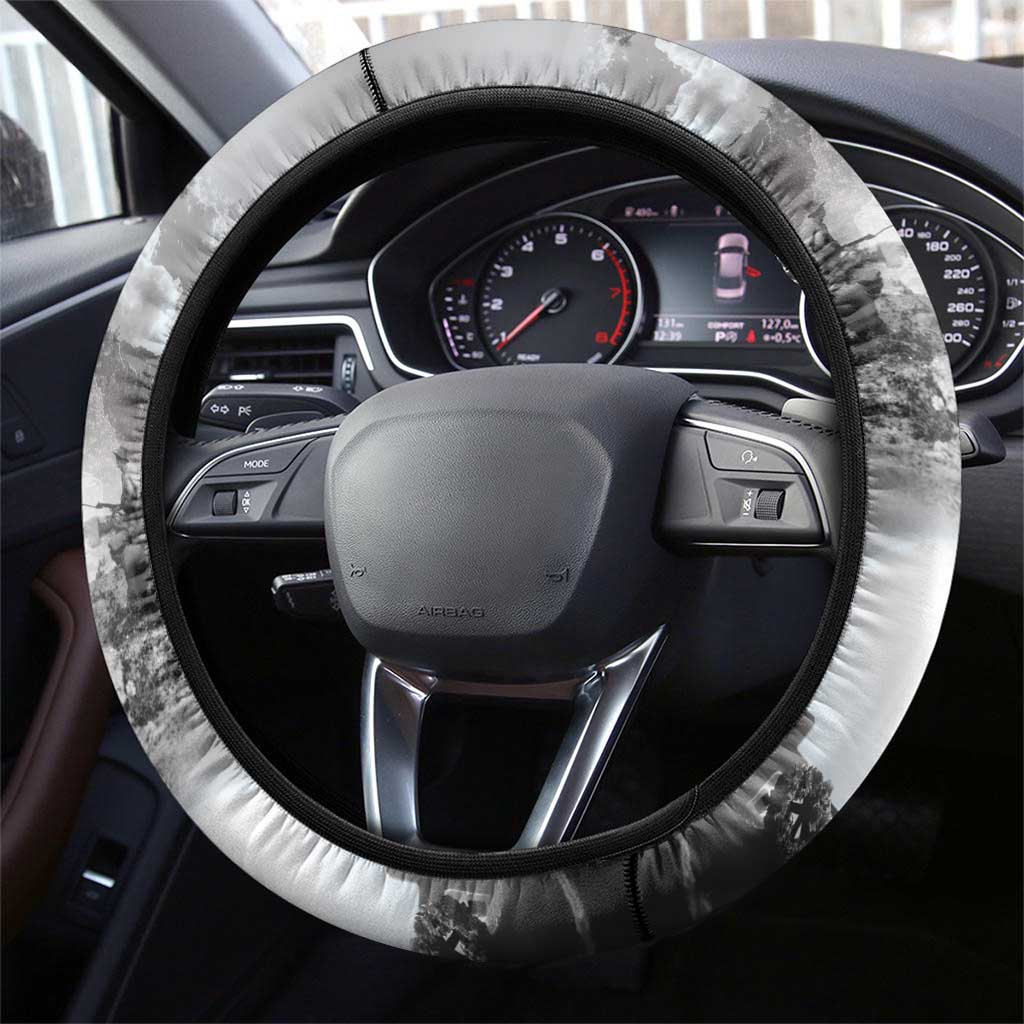 Black ANZAC Day The Battle of Lone Pine Steering Wheel Cover Kiwi-Kangaroo Soldier Lest We Forget