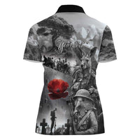 Black ANZAC Day The Battle of Lone Pine Women Polo Shirt Kiwi-Kangaroo Soldier Lest We Forget LT9 - Polynesian Pride