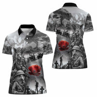 Black ANZAC Day The Battle of Lone Pine Women Polo Shirt Kiwi-Kangaroo Soldier Lest We Forget LT9 - Polynesian Pride