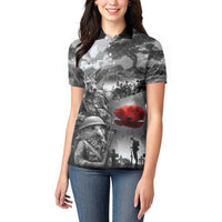 Black ANZAC Day The Battle of Lone Pine Women Polo Shirt Kiwi-Kangaroo Soldier Lest We Forget LT9 - Polynesian Pride