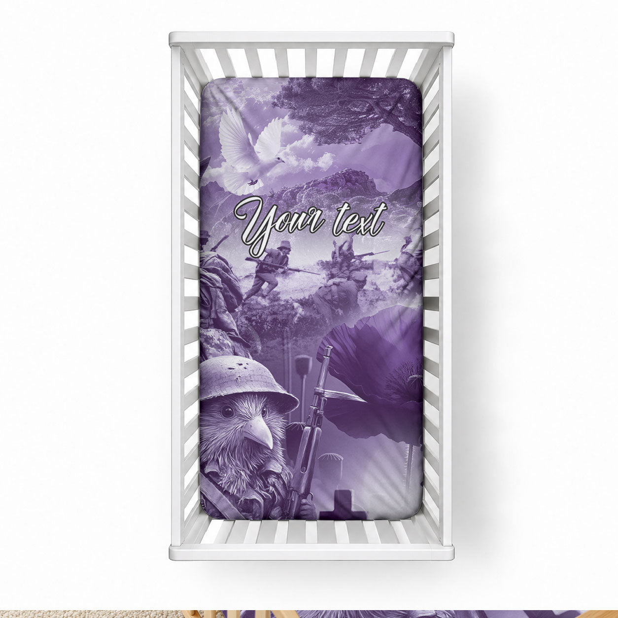 Purple ANZAC Personalised The Battle of Lone Pine Baby Bed Cover Kiwi-Kangaroo Soldier Lest We Forget LT9 28 × 52 in Purple - Polynesian Pride