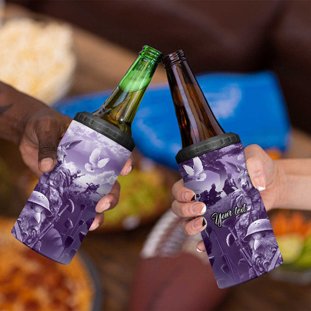 Purple ANZAC Day The Battle of Lone Pine 4 in 1 Can Cooler Tumbler Kiwi-Kangaroo Soldier Lest We Forget LT9 - Polynesian Pride