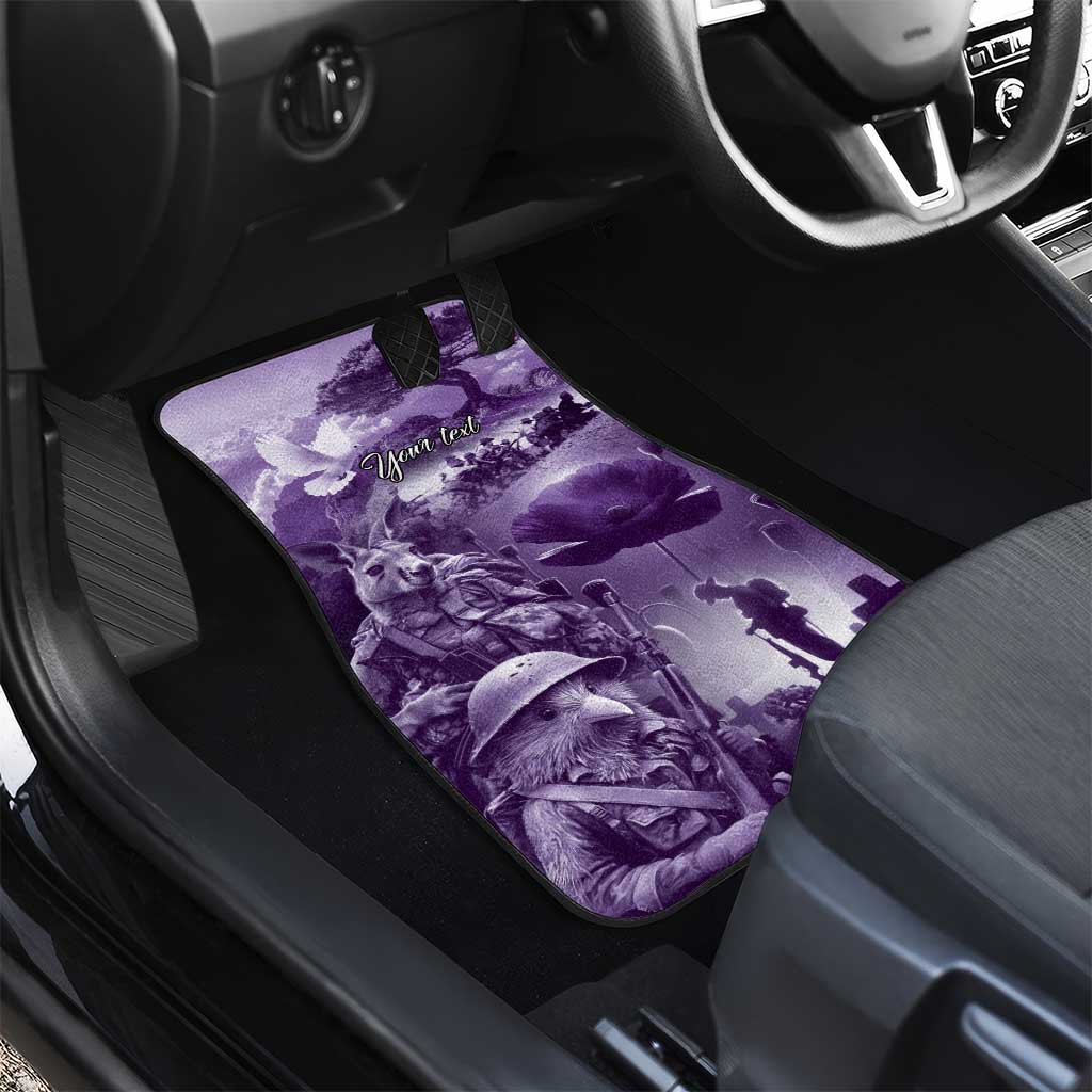 Purple ANZAC Day The Battle of Lone Pine Car Mats Kiwi-Kangaroo Soldier Lest We Forget