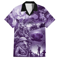 Purple ANZAC Day The Battle of Lone Pine Family Matching Long Sleeve Bodycon Dress and Hawaiian Shirt Kiwi-Kangaroo Soldier Lest We Forget LT9 Dad's Shirt - Short Sleeve Purple - Polynesian Pride