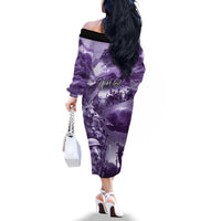 Purple ANZAC Day The Battle of Lone Pine Family Matching Off The Shoulder Long Sleeve Dress and Hawaiian Shirt Kiwi-Kangaroo Soldier Lest We Forget LT9 - Polynesian Pride