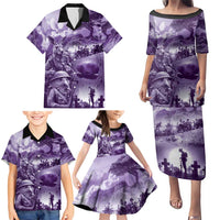Purple ANZAC Day The Battle of Lone Pine Family Matching Puletasi and Hawaiian Shirt Kiwi-Kangaroo Soldier Lest We Forget LT9 - Polynesian Pride