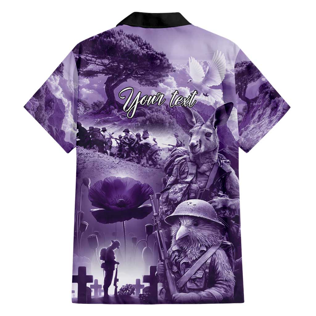 Purple ANZAC Day The Battle of Lone Pine Family Matching Short Sleeve Bodycon Dress and Hawaiian Shirt Kiwi-Kangaroo Soldier Lest We Forget LT9 - Polynesian Pride