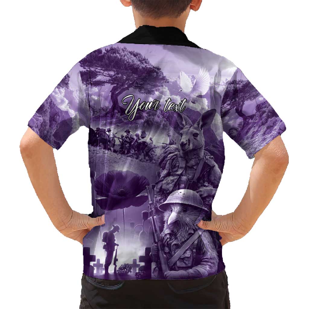 Purple ANZAC Day The Battle of Lone Pine Family Matching Summer Maxi Dress and Hawaiian Shirt Kiwi-Kangaroo Soldier Lest We Forget LT9 - Polynesian Pride
