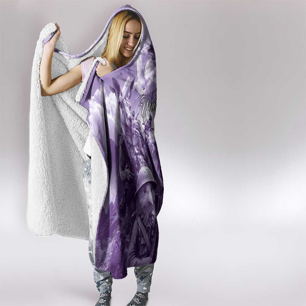 Purple ANZAC Day The Battle of Lone Pine Hooded Blanket Kiwi-Kangaroo Soldier Lest We Forget