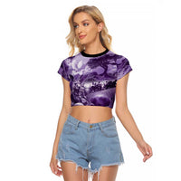 Purple ANZAC Day The Battle of Lone Pine Raglan Cropped T Shirt Kiwi-Kangaroo Soldier Lest We Forget