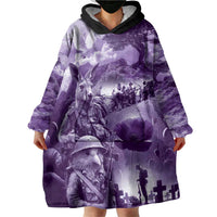 Purple ANZAC Day The Battle of Lone Pine Wearable Blanket Hoodie Kiwi-Kangaroo Soldier Lest We Forget LT9 - Polynesian Pride