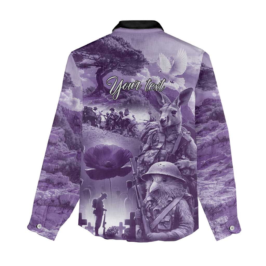 Purple ANZAC Day The Battle of Lone Pine Women Casual Shirt Kiwi-Kangaroo Soldier Lest We Forget LT9 - Polynesian Pride