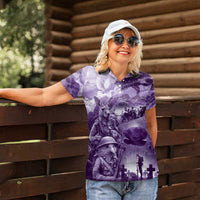 Purple ANZAC Day The Battle of Lone Pine Women Polo Shirt Kiwi-Kangaroo Soldier Lest We Forget LT9 - Polynesian Pride