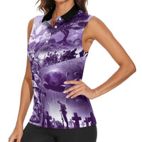 Purple ANZAC Day The Battle of Lone Pine Women Sleeveless Polo Shirt Kiwi-Kangaroo Soldier Lest We Forget