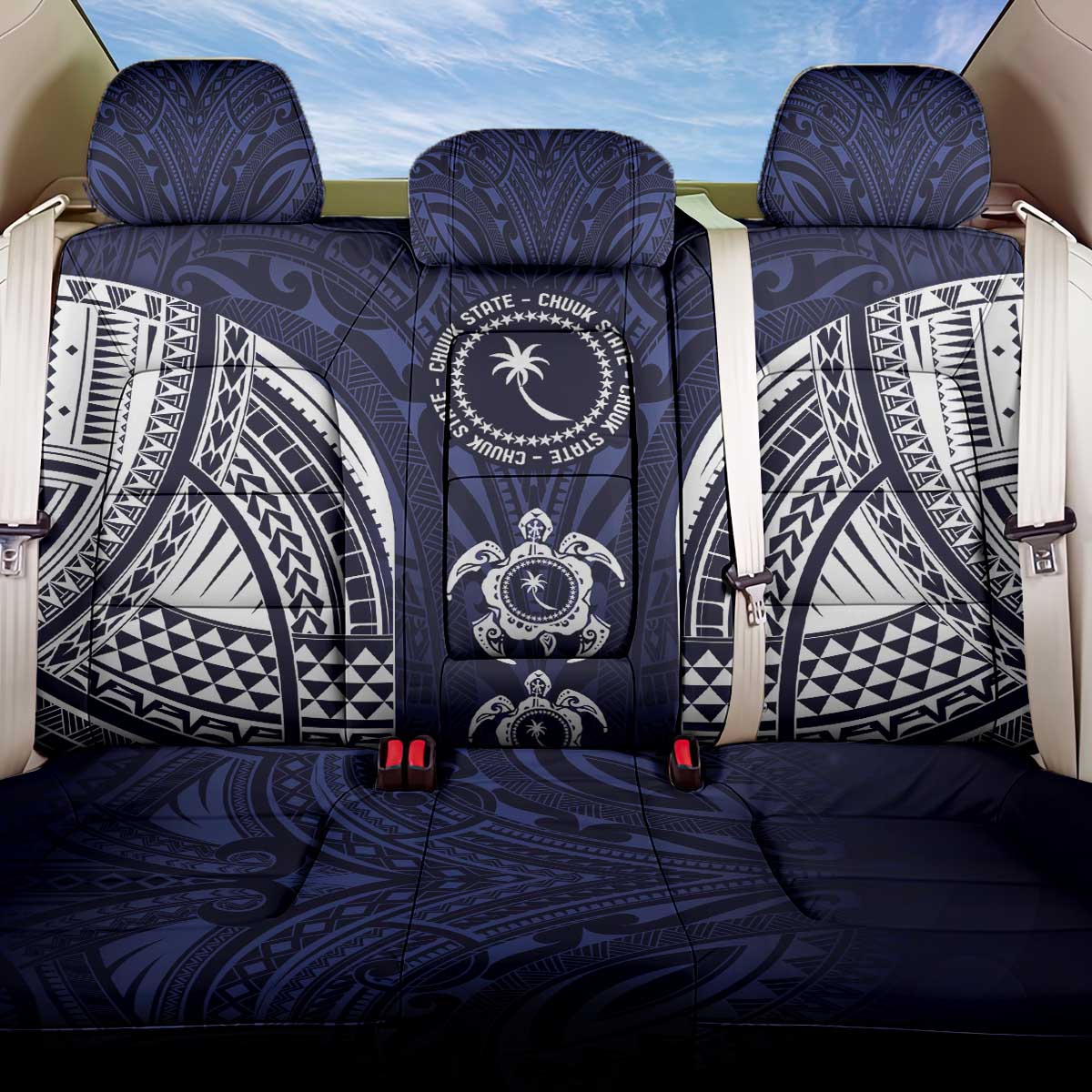 FSM Chuuk States Back Car Seat Cover Micronesia Six 9 One Polynesian Tribal Pattern