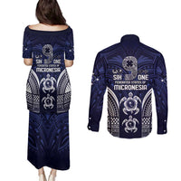 FSM Chuuk States Couples Matching Puletasi and Long Sleeve Button Shirt Micronesia Six 9 One Polynesian Tribal Pattern