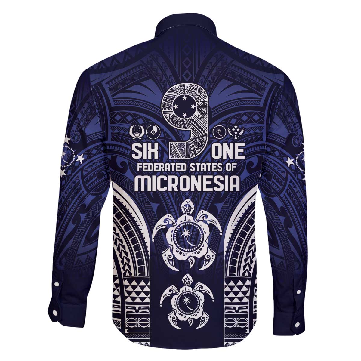 FSM Chuuk States Family Matching Off The Shoulder Long Sleeve Dress and Hawaiian Shirt Micronesia Six 9 One Polynesian Tribal Pattern LT9 - Polynesian Pride