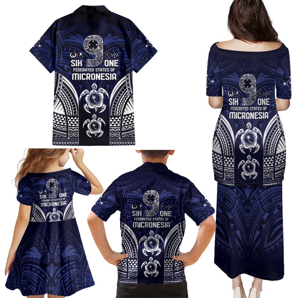 FSM Chuuk States Family Matching Puletasi and Hawaiian Shirt Micronesia Six 9 One Polynesian Tribal Pattern