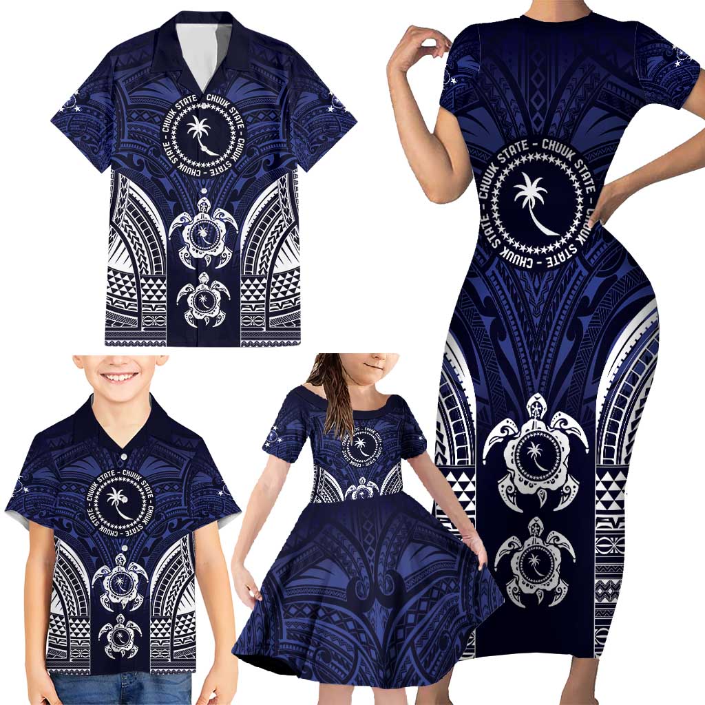 FSM Chuuk States Family Matching Short Sleeve Bodycon Dress and Hawaiian Shirt Micronesia Six 9 One Polynesian Tribal Pattern LT9 - Polynesian Pride